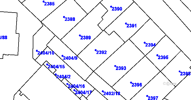 Parcela st. 2392 v KÚ Přerov, Katastrální mapa