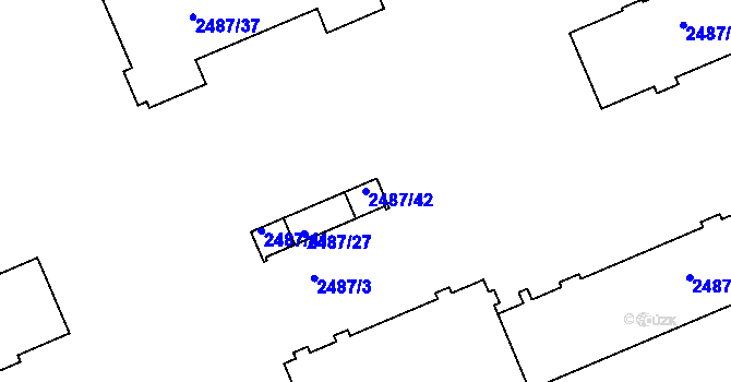 Parcela st. 2487/42 v KÚ Přerov, Katastrální mapa