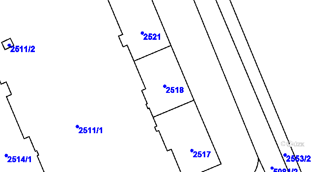 Parcela st. 2518 v KÚ Přerov, Katastrální mapa