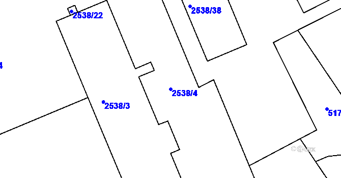 Parcela st. 2538/4 v KÚ Přerov, Katastrální mapa