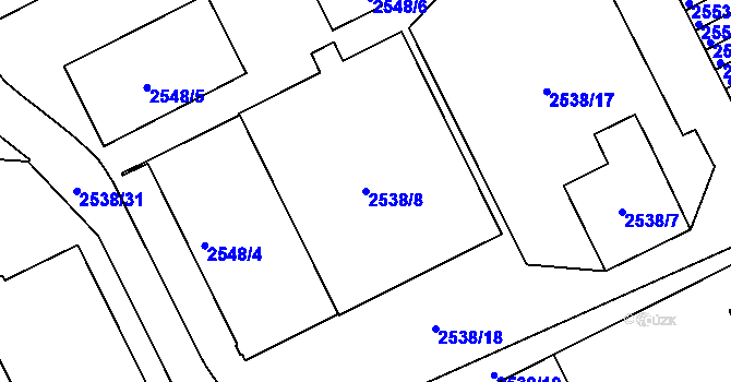 Parcela st. 2538/8 v KÚ Přerov, Katastrální mapa