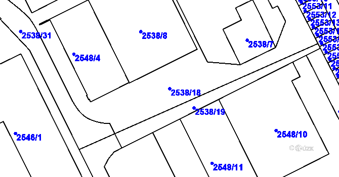 Parcela st. 2538/18 v KÚ Přerov, Katastrální mapa