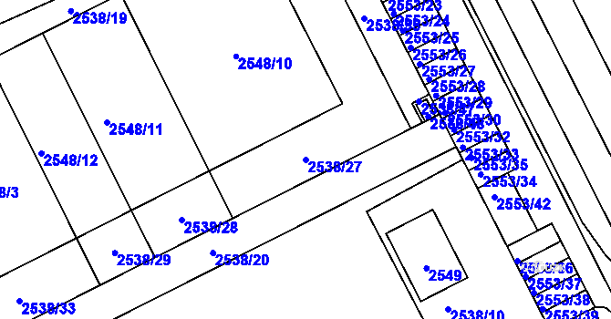 Parcela st. 2538/27 v KÚ Přerov, Katastrální mapa