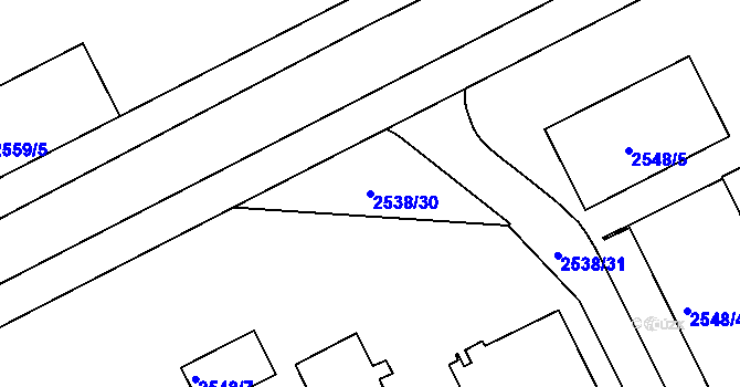 Parcela st. 2538/30 v KÚ Přerov, Katastrální mapa