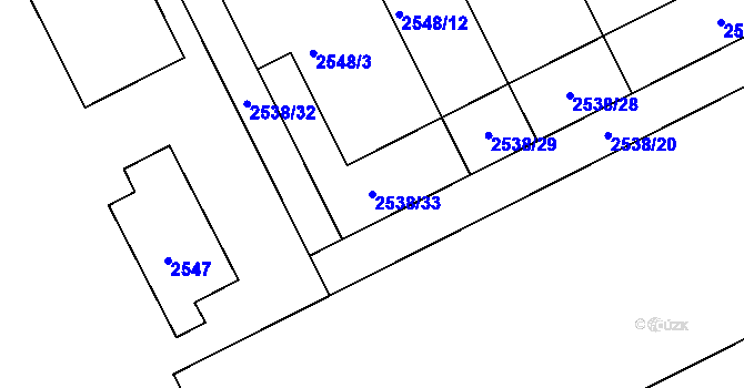 Parcela st. 2538/33 v KÚ Přerov, Katastrální mapa