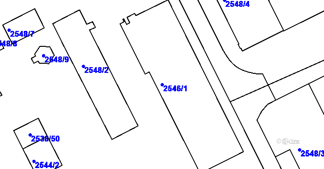 Parcela st. 2546/1 v KÚ Přerov, Katastrální mapa