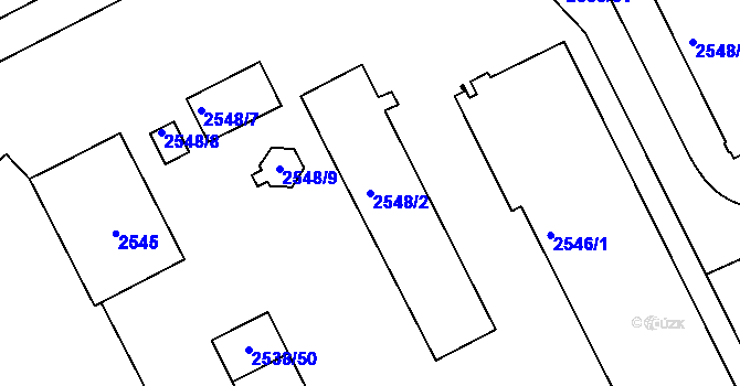 Parcela st. 2548/2 v KÚ Přerov, Katastrální mapa