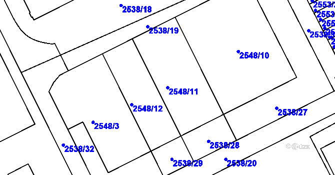 Parcela st. 2548/11 v KÚ Přerov, Katastrální mapa