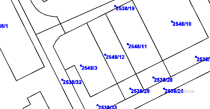 Parcela st. 2548/12 v KÚ Přerov, Katastrální mapa