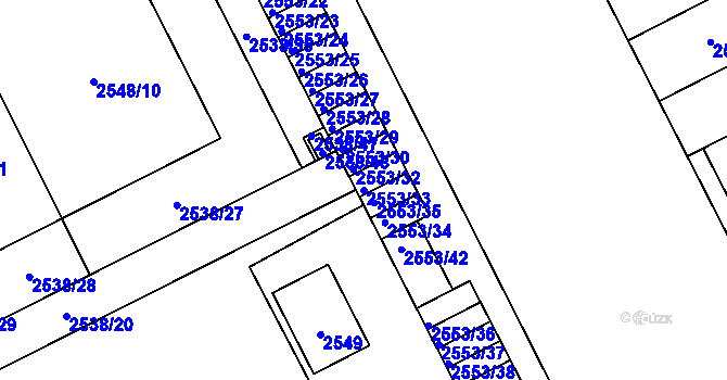Parcela st. 2553/33 v KÚ Přerov, Katastrální mapa