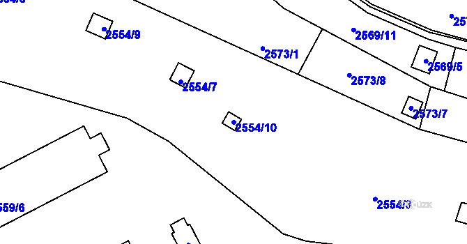 Parcela st. 2554/10 v KÚ Přerov, Katastrální mapa