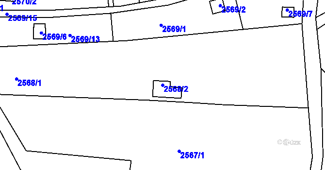 Parcela st. 2568/2 v KÚ Přerov, Katastrální mapa