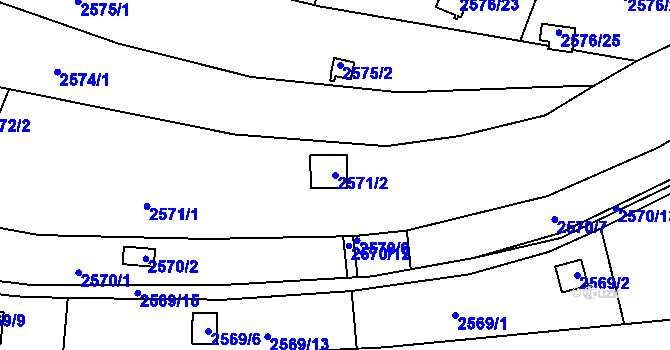 Parcela st. 2571/2 v KÚ Přerov, Katastrální mapa