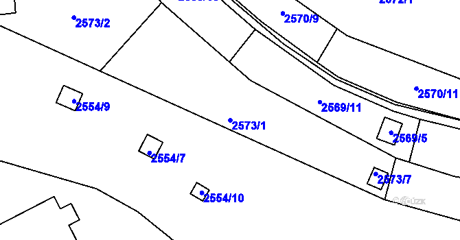 Parcela st. 2573/1 v KÚ Přerov, Katastrální mapa