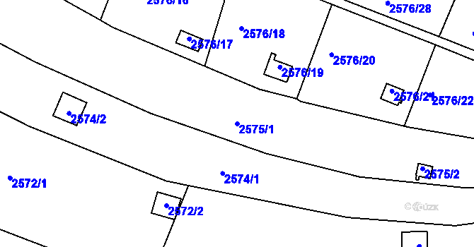Parcela st. 2575/1 v KÚ Přerov, Katastrální mapa