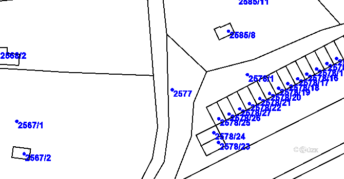 Parcela st. 2577 v KÚ Přerov, Katastrální mapa