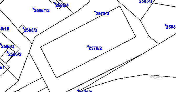 Parcela st. 2578/2 v KÚ Přerov, Katastrální mapa