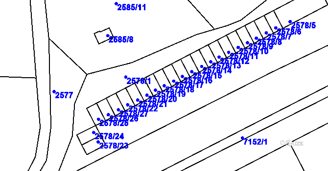 Parcela st. 2578/18 v KÚ Přerov, Katastrální mapa