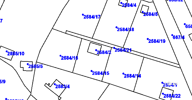 Parcela st. 2584/2 v KÚ Přerov, Katastrální mapa
