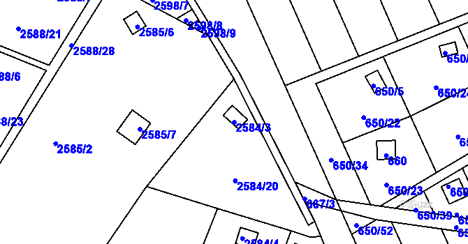 Parcela st. 2584/3 v KÚ Přerov, Katastrální mapa