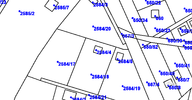 Parcela st. 2584/4 v KÚ Přerov, Katastrální mapa