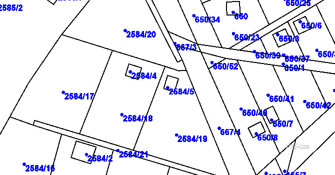 Parcela st. 2584/5 v KÚ Přerov, Katastrální mapa