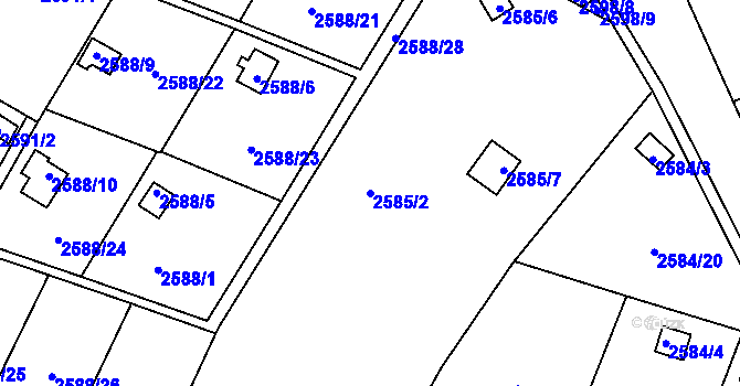 Parcela st. 2585/2 v KÚ Přerov, Katastrální mapa