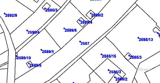 Parcela st. 2587 v KÚ Přerov, Katastrální mapa