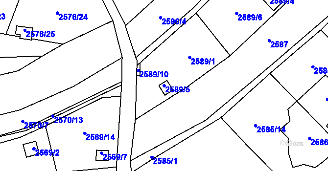 Parcela st. 2589/5 v KÚ Přerov, Katastrální mapa