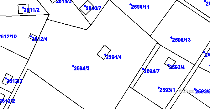 Parcela st. 2594/4 v KÚ Přerov, Katastrální mapa