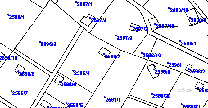 Parcela st. 2596/2 v KÚ Přerov, Katastrální mapa