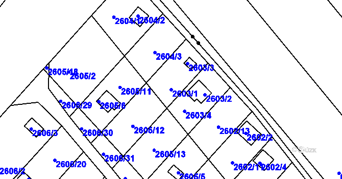 Parcela st. 2603/1 v KÚ Přerov, Katastrální mapa