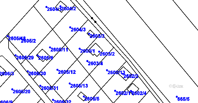 Parcela st. 2603/2 v KÚ Přerov, Katastrální mapa