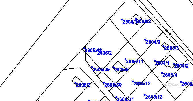 Parcela st. 2605/2 v KÚ Přerov, Katastrální mapa
