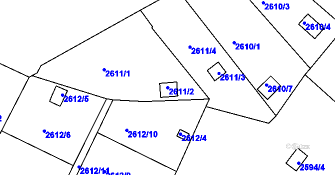 Parcela st. 2611/2 v KÚ Přerov, Katastrální mapa