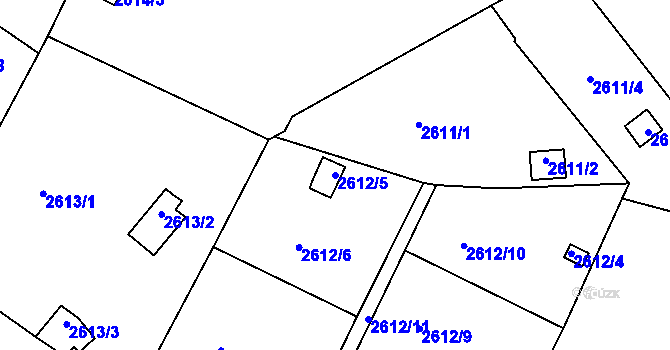 Parcela st. 2612/5 v KÚ Přerov, Katastrální mapa