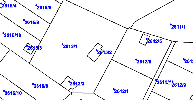 Parcela st. 2613/2 v KÚ Přerov, Katastrální mapa
