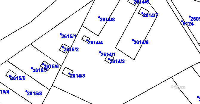 Parcela st. 2614/1 v KÚ Přerov, Katastrální mapa