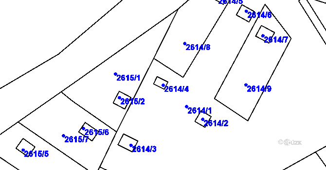 Parcela st. 2614/4 v KÚ Přerov, Katastrální mapa