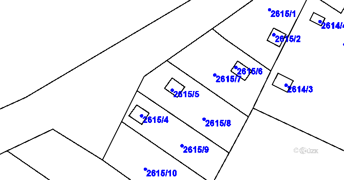 Parcela st. 2615/5 v KÚ Přerov, Katastrální mapa