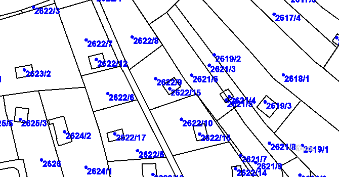 Parcela st. 2622/15 v KÚ Přerov, Katastrální mapa