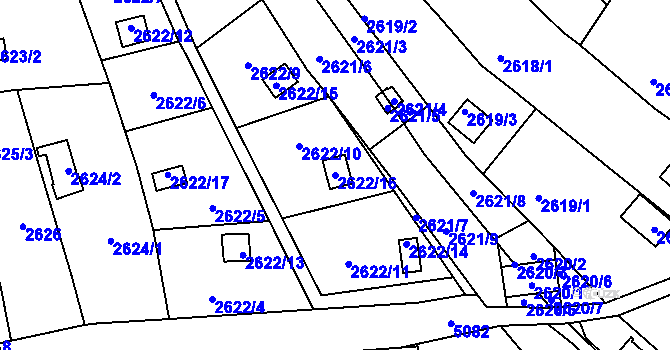Parcela st. 2622/16 v KÚ Přerov, Katastrální mapa