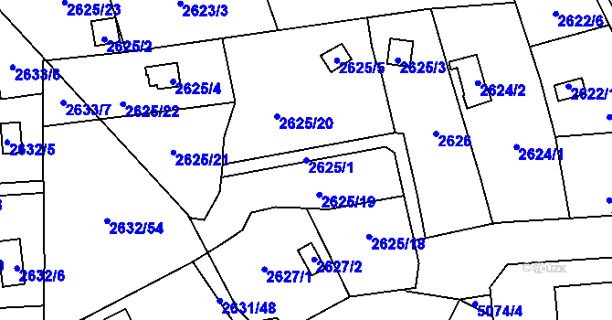Parcela st. 2625/1 v KÚ Přerov, Katastrální mapa