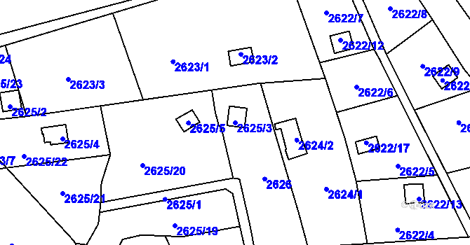 Parcela st. 2625/3 v KÚ Přerov, Katastrální mapa
