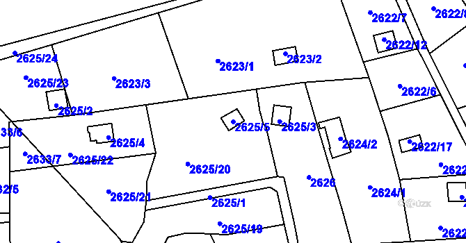 Parcela st. 2625/5 v KÚ Přerov, Katastrální mapa