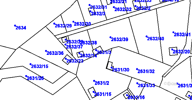 Parcela st. 2631/3 v KÚ Přerov, Katastrální mapa