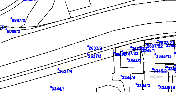 Parcela st. 2637/2 v KÚ Přerov, Katastrální mapa