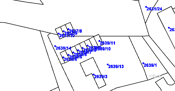 Parcela st. 2639/9 v KÚ Přerov, Katastrální mapa