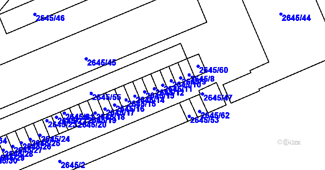 Parcela st. 2645/11 v KÚ Přerov, Katastrální mapa