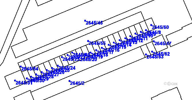 Parcela st. 2645/17 v KÚ Přerov, Katastrální mapa